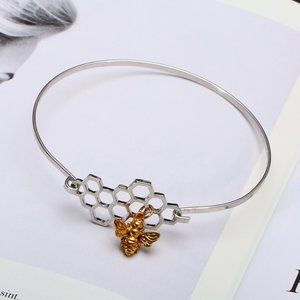 Bumble Bee Honeycomb Bangle Bracelet